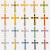 Picture of 304 Stainless Steel Religious Pendants Cross Multicolor Rhinestone 37mm x 23mm