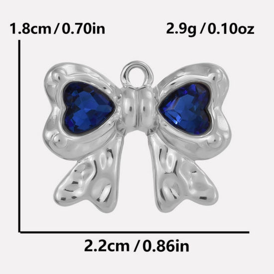 Immagine di 2 Pz 304 Acciaio Inossidabile Abiti Ciondoli Cravatta a Farfalla Multicolore Strass 18mm x 22mm