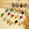 Picture of 304 Stainless Steel Charms Drop Multicolor Rhinestone 10mm x 5mm
