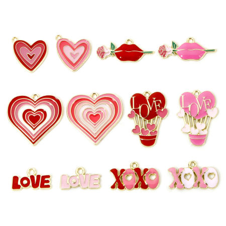 20 ШТ Цинковый Сплав День святого Валентина Подвески Позолоченный Разноцветный С Эмалью