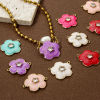 Image de 1 Pièce Connecteurs Pendentifs Breloques Respectueux de la Nature en Laiton Plaqué Or Véritable 18K Multicolore Perlaire Fleur Émail à Zircone Cubique Clair