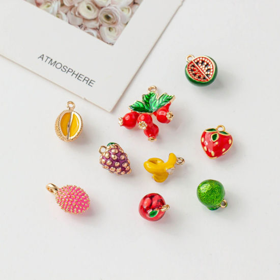 Picture of Brass Charms 18K Gold Plated Fruit Enamel