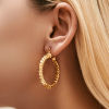 Bild von Umweltfreundlich Stilvoll 18K Echtgold plattiert Messing Rund Scheibe Hoop Ohrringe Für Frauen