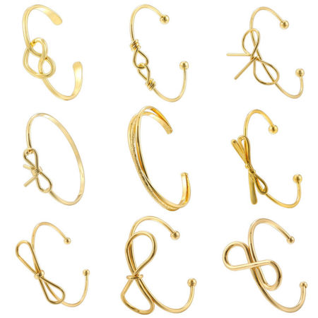 Dainty Simple 18K Gold Plated Brass Knot Open Cuff Bangles Bracelets For Women