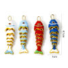 Imagen de 1 Unidad Respetuoso del Medio Ambiente Latón Joyería del océano Colgantes 18K Oro Real Chapado Multicolor Esmalte Pez Movible 4.1cm x 1cm
