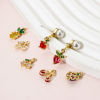 Picture of Brass Charms 18K Real Gold Plated Fruit Multicolor Rhinestone