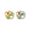 Imagen de 1 Unidad Concha Naturales & Latón Colgantes Multicolor Verde & Naranja Trapecio Flor Esmalte 12.5mm x 12mm