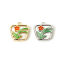 Picture of Natural Shell & Brass Charms Multicolor Green & Orange Trapezoid Flower Enamel 12.5mm x 12mm