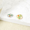 Imagen de 1 Unidad Concha Naturales & Latón Colgantes Multicolor Verde & Naranja Trapecio Flor Esmalte 12.5mm x 12mm