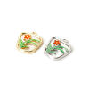 Imagen de 1 Unidad Concha Naturales & Latón Colgantes Multicolor Verde & Naranja Trapecio Flor Esmalte 12.5mm x 12mm