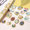 Picture of Eco-friendly PVD Vacuum Plating 304 Stainless Steel Oil Painting Style Charms 18K Real Gold Plated Round Disc Flower Enamel