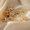 Imagen de 1 Unidad Elegante Exquisito 304 Acero Inoxidable Abierto Flor Corazón Anillos Para Mujeres