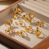 Imagen de 1 Unidad Elegante Exquisito 304 Acero Inoxidable Abierto Corazón Nudo Mariposa Imitación de perla Anillos Para Mujeres