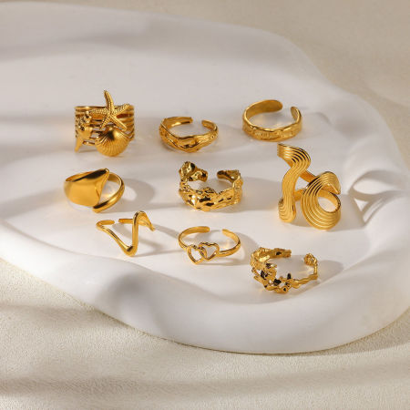 1 Unidad Elegante Sencillo 304 Acero Inoxidable Abierto Anillos Para Mujeres