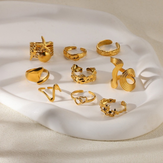 Immagine di 1 Pz Elegante Semplice 304 Acciaio Inossidabile Aperto Anello Per Donne