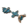 Picture of Zinc Based Alloy Patina Charms Antique Copper Blue Bee Animal Moon