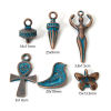 Picture of Zinc Based Alloy Patina Pendants Antique Copper Blue Ankh Egyptian Cross Bird