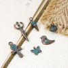 Picture of Zinc Based Alloy Patina Pendants Antique Copper Blue Ankh Egyptian Cross Bird