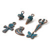 Picture of Zinc Based Alloy Patina Pendants Antique Copper Blue Ankh Egyptian Cross Bird