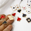 Picture of Zinc Based Alloy Poker/ Paper Card/ Game Card Charms Gold Plated Multicolor Enamel