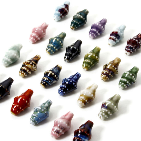 Bild von Keramik Ozean Schmuck Perlen zur DIY-Schmuckherstellung Strandschnecke Bunt 3D ca. 20mm x 11mm, Loch:ca. 1.6mm