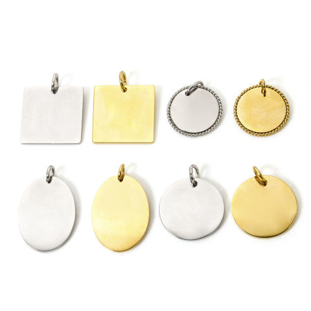 Eco-friendly 304 Stainless Steel Blank Stamping Tags Charms Geometric Multicolor