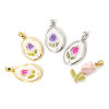Picture of Eco-friendly Brass Charm Pendant Real Gold Plated Enamel Oval Tulip Flower Enamel
