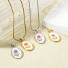 Picture of Eco-friendly Brass Charm Pendant Real Gold Plated Enamel Oval Tulip Flower Enamel