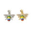 Imagen de 1 Unidad Respetuoso del Medio Ambiente Latón Insecto Colgantes Charms Oro Real Chapado Multicolor Esmalte Abejas Claro Circón Artificial 21mm x 19mm