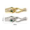 Picture of Eco-friendly Brass Hook Clasps Snake Animal Real Gold Plated Clear Cubic Zirconia 38mm x 11mm