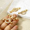 Picture of Brass Fold Over Clasps Bowknot Flower 18K Gold Plated Clear Cubic Zirconia