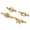 Picture of Brass Fold Over Clasps Bowknot Flower 18K Gold Plated Clear Cubic Zirconia