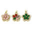 Picture of Eco-friendly Brass Charm Pendant 18K Real Gold Plated Multicolor Flower Clear Cubic Zirconia 24mm x 17mm