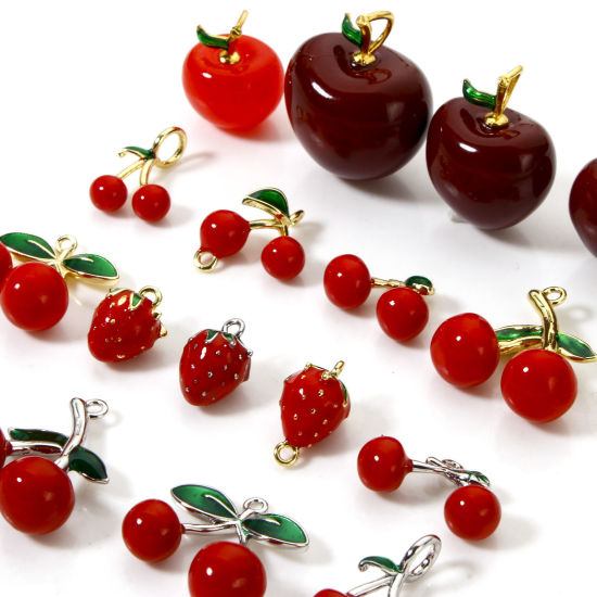 Picture of Brass 3D Charms Multicolor Cherry Fruit Enamel