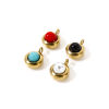 Imagen de 2 Unidades Recubrimiento al Vacío PVD Ecológico 304 Acero Inoxidable Mini Colgantes Ronda Chapado en Oro de 18K 9mm x 6.5mm