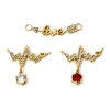 Picture of Eco-friendly Vacuum Plating 304 Stainless Steel Valentine's Day Connectors Charms Pendants 18K Gold Plated Heartbeat/ Electrocardiogram Arrow Message " LOVE " Clear Rhinestone