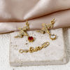 Picture of Eco-friendly Vacuum Plating 304 Stainless Steel Valentine's Day Connectors Charms Pendants 18K Gold Plated Heartbeat/ Electrocardiogram Arrow Message " LOVE " Clear Rhinestone