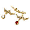 Picture of Eco-friendly Vacuum Plating 304 Stainless Steel Valentine's Day Connectors Charms Pendants 18K Gold Plated Heartbeat/ Electrocardiogram Arrow Message " LOVE " Clear Rhinestone