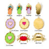 Bild von Umweltfreundliche PVD-Vakuumbeschichtung 304 Edelstahl Charms Flip-Flops 14K Echtgold plattiert Emaille Bunt Krabbe
