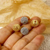 Picture of Eco-friendly Brass Beads For DIY Jewelry Making Real Gold Plated Round Texture Hollow 10mm Dia., Hole: Approx 2.2mm