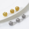 Picture of Eco-friendly Brass Beads For DIY Jewelry Making Real Gold Plated Round Texture Hollow 10mm Dia., Hole: Approx 2.2mm