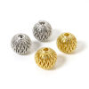 Picture of Eco-friendly Brass Beads For DIY Jewelry Making Real Gold Plated Round Texture Hollow 10mm Dia., Hole: Approx 2.2mm