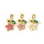 Picture of Eco-friendly Brass Flora Collection Charms 18K Real Gold Plated Multicolor Flower Enamel Green Rhinestone 19mm x 11mm