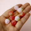 Picture of Brass & Resin Charms Strawberry Fruit 18K Gold Plated Multicolor 3D 17mm x 12mm