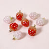 Picture of Brass & Resin Charms Strawberry Fruit 18K Gold Plated Multicolor 3D 17mm x 12mm