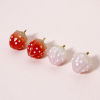 Picture of Brass & Resin Charms Strawberry Fruit 18K Gold Plated Multicolor 3D 17mm x 12mm
