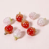 Picture of Brass & Resin Charms Strawberry Fruit 18K Gold Plated Multicolor 3D 17mm x 12mm