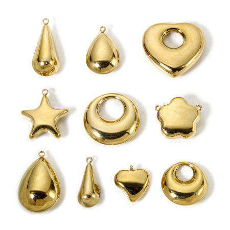 Bild von Umweltfreundliche PVD-Vakuumbeschichtung 304 Edelstahl Charms 14K Echtgold plattiert Glänzend