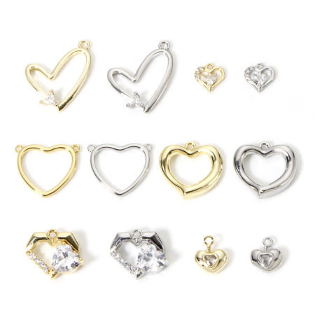 Brass Valentine's Day Charms Multicolor Heart