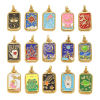 Image de 1 Pièce Pendentifs en 304 Acier Inoxydable Revêtement sous Vide PVD Respectueux de l'Environnement Tarot Rectangle Plaqué Or 18K Émail 3.1cm x 1.4cm